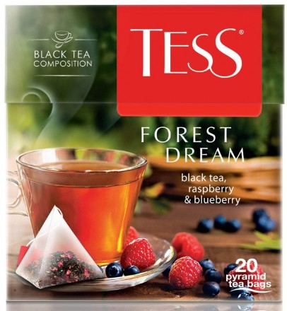 Tess Forest Dream черный чай в пирамидках со вкусом малины и черники 20 пак оптом 