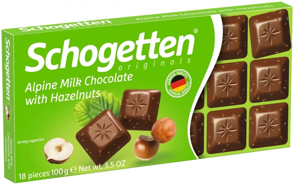 Шоколад Schogetten Alpine Milk Chocolate with hazelnuts 100гр оптом 