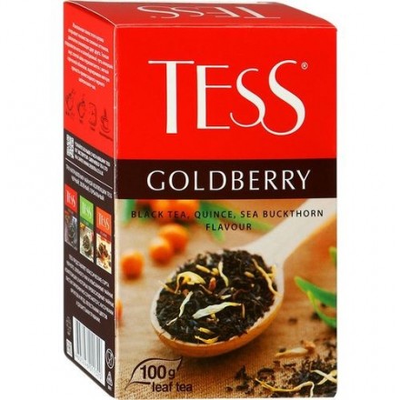Чай черный Tess Goldberry листовой с добавками 100г оптом 