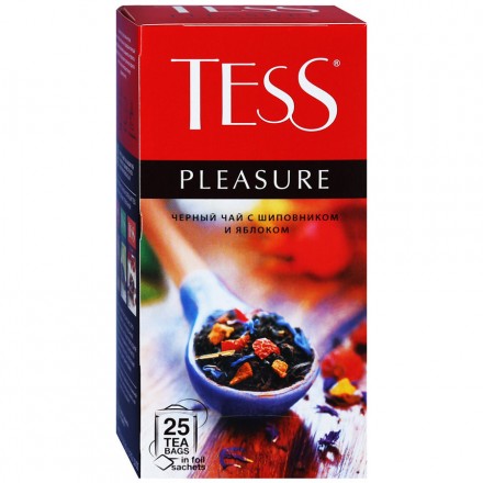 Чай черный Tess Pleasure с шиповником и яблоком 25 пак оптом 