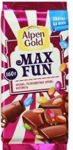 Шоколад Alpen Gold Max Fun Арахис с разноцветным драже 160г оптом