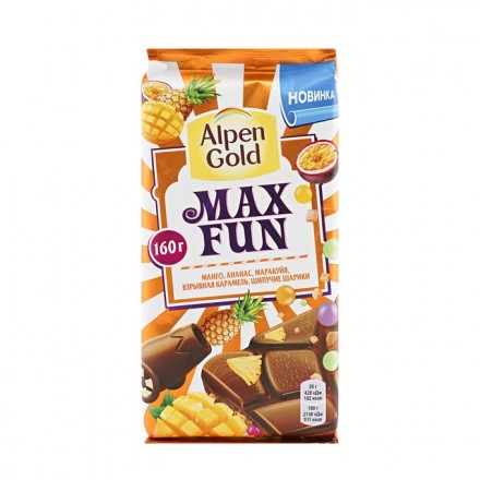 Шоколад Alpen Gold MaxFun Манго ананас маракуйя 150г оптом 