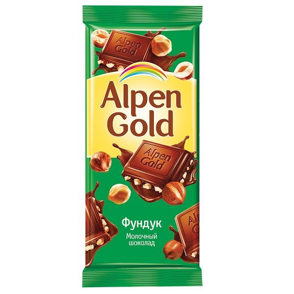 Шоколад Alpen Gold молочный с фундуком 90 г оптом 