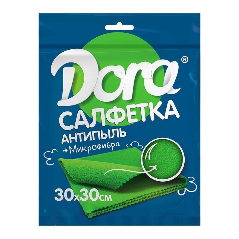 Салфетка из микрофибры Dora "Антипыль", 30х30см оптом 