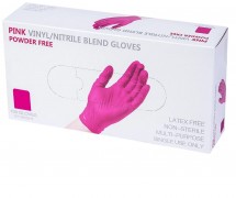 Перчатки однора​зовые винил/нитрил Wally Plastic, без латекса 100 пар, розовые, размер S оптом