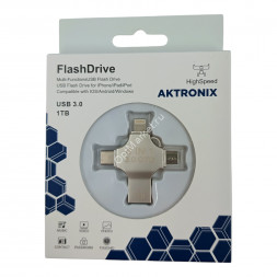 Металлический флеш-накопитель 4 в 1 , 1ТБ с разъемом Lightning, Type-C, Micro USB и USB