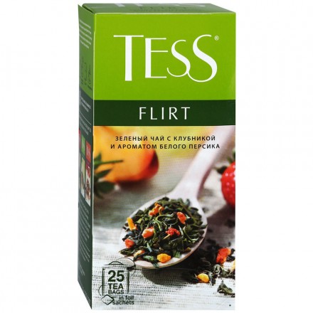 Чай зеленый Tess с белым персиком и клубникой 25 пак оптом 