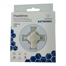 Металлический флеш-накопитель 4 в 1 , 2ТБ с разъемом Lightning, Type-C, Micro USB и USB