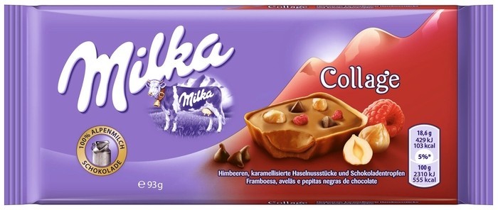 Шоколад Milka Collage карамель фундук малина 93г оптом 