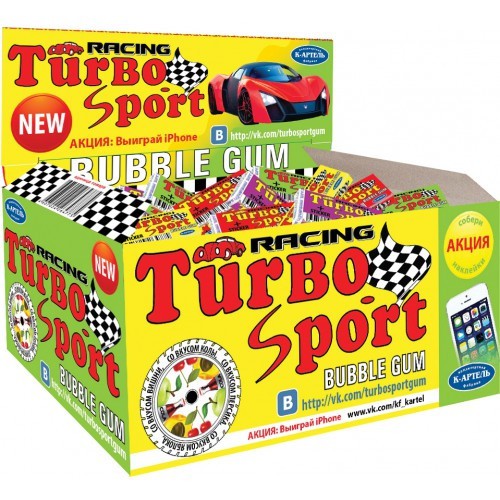 Жевательная резинка Turbo sport Racing 100шт оптом 