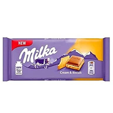 Шоколад Milka Cream &amp; Biscuit с кремом и бисквитом 100г оптом 