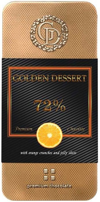 Шоколад горький Golden Dessert Кусочки апельсина 72% 100г оптом 