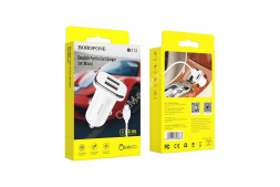 Автомобильная зарядка Borofone BZ12, MicroUSB, 2.4 А, белый