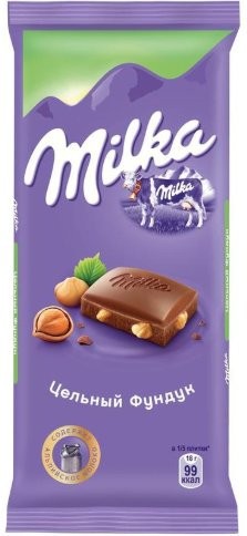 Шоколад Milka С цельным фундуком 85г оптом 