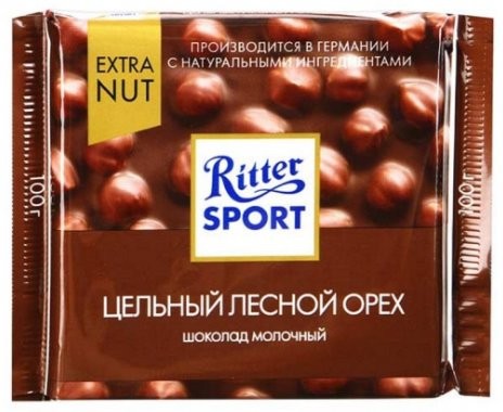Шоколад молочный Ritter Sport Цельный Лесной Орех 100г оптом 