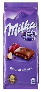 Шоколад Milka Фундук-Изюм 85г оптом 