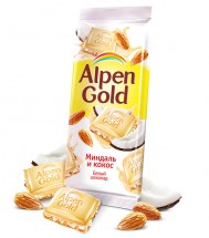 Alpen Gold шоколад белый с миндалем и кокосовой стружкой, 90 г оптом