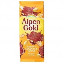 Alpen Gold шоколад молочный с арахисово-кукурузной начинкой, 90 г оптом