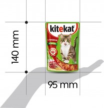 Kitekat для взрослых кошек с говядиной в желе 85 г оптом