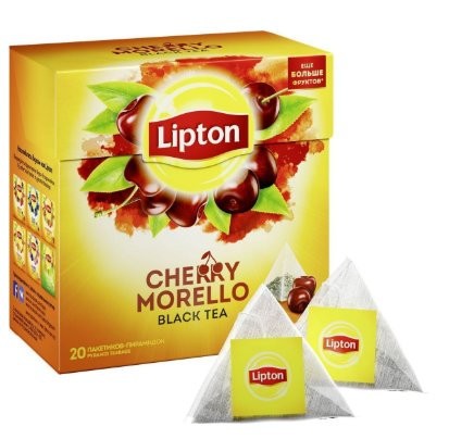 Черный чай Lipton Cherry Morello в пирамидках 20 пак оптом 