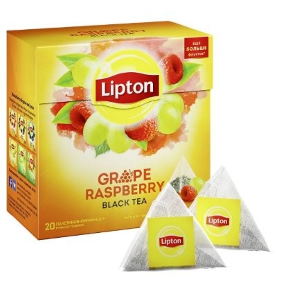 Черный чай Lipton Grape Raspberry в пирамидках 20 пак оптом 