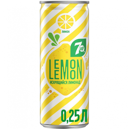 Напиток 7-UP Lemon Искрящийся лимонад 0,25 л оптом 