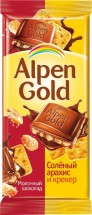 Alpen Gold шоколад молочный с соленым арахисом и крекером 90 г оптом