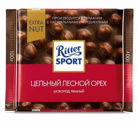 Шоколад темный Ritter Sport Цельный Лесной Орех 100г оптом 
