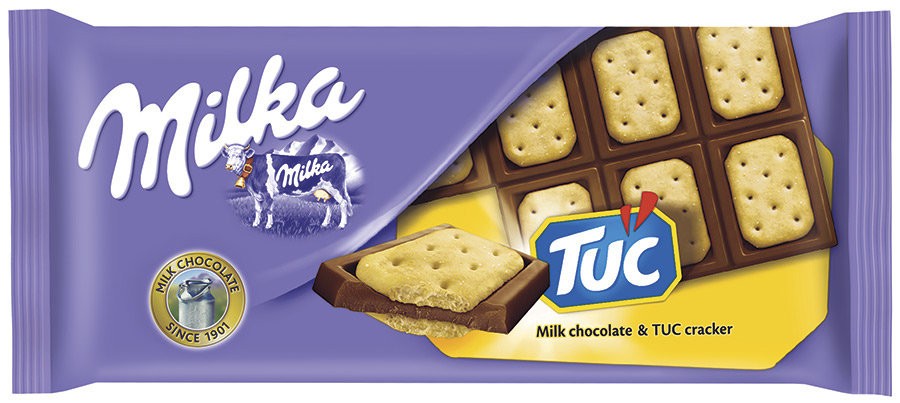 Milka шоколад молочный с соленым крекером Tuc 87 г оптом 